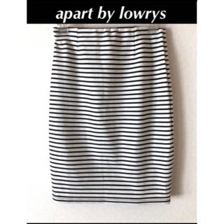 アパートバイローリーズ(apart by lowrys)の【apart by lowrys 】ボーダースカート　White×Black (ひざ丈スカート)