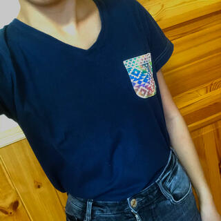 チチカカ(titicaca)のチチカカ　titicaca シャツ　Mサイズ　ネイビー(Tシャツ(半袖/袖なし))