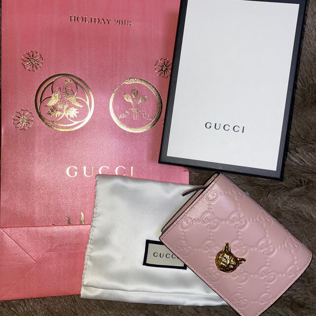 Gucci(グッチ)のGUCCI 折りたたみ財布 猫 キャット グッチ シグネチャー メンズのファッション小物(長財布)の商品写真