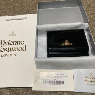 ヴィヴィアンウエストウッド(Vivienne Westwood)のVivienne Westwood 三つ折りがま口財布 黒エナメル 正規品(財布)
