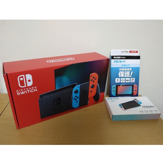 Switch本体 + 2年延長保証 + 液晶保護フィルム + カバー