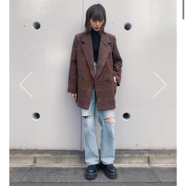 moussy(マウジー)の新作をお安く♡moussy CHECK MIDDLE ジャケット♡茶 レディースのジャケット/アウター(テーラードジャケット)の商品写真