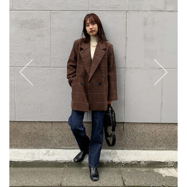 moussy MIDDLE LENGTH CHECK コート ブラウン サイズ2