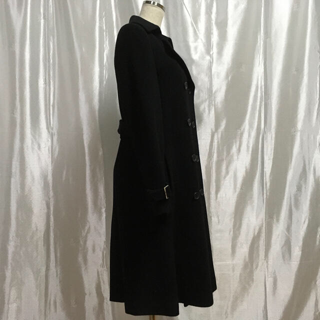 アンゴラ混ウール　トレンチコート　黒　9AR レディースのジャケット/アウター(トレンチコート)の商品写真
