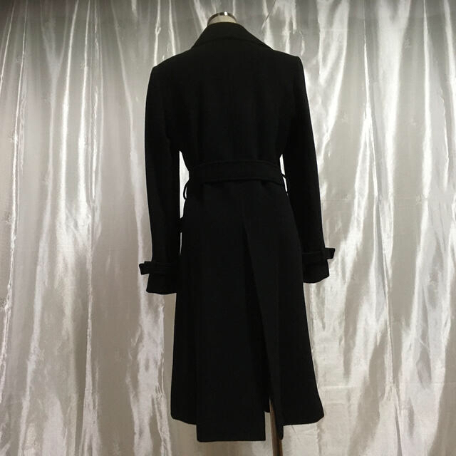 アンゴラ混ウール　トレンチコート　黒　9AR レディースのジャケット/アウター(トレンチコート)の商品写真