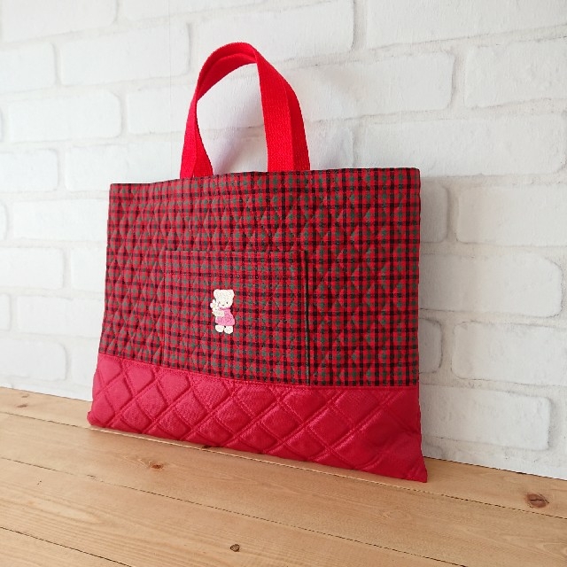 familiar - 【ハンドメイド】フラワーワッペン付レッスンバッグ familiar - 【ハンドメイド】フラワーワッペン付レッスンバッグ