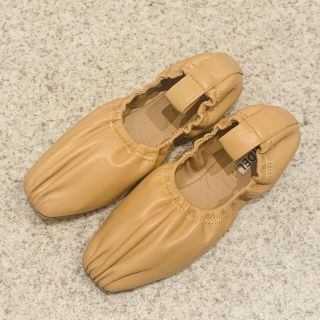 スナイデル ギャザー フラットシューズ レザー ブラック シューズ