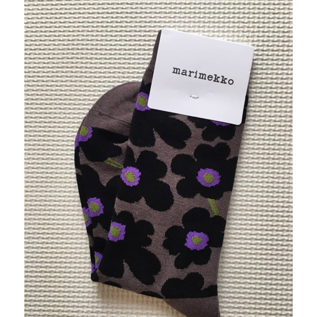 marimekko(マリメッコ)のマリメッコ　ソックス　ブラウン×ブラック　 レディースのレッグウェア(ソックス)の商品写真