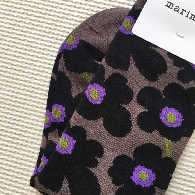 marimekko(マリメッコ)のマリメッコ　ソックス　ブラウン×ブラック　 レディースのレッグウェア(ソックス)の商品写真