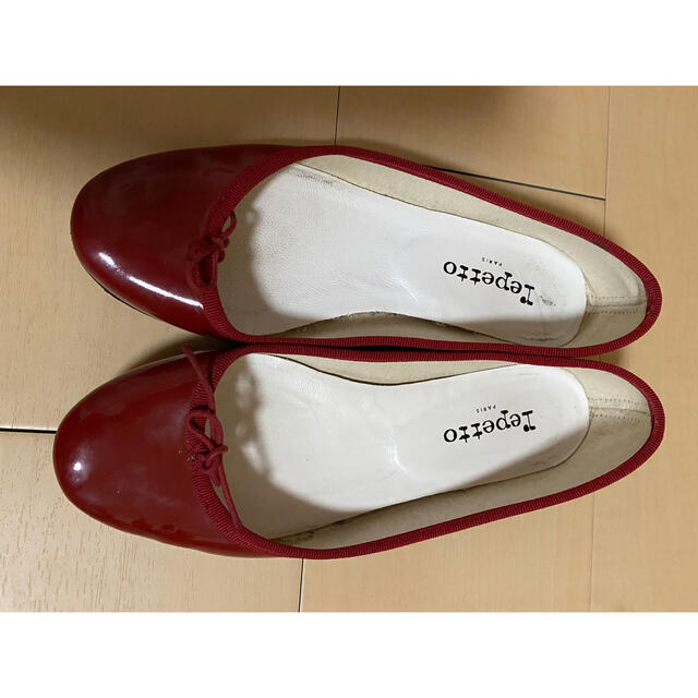 美品●レペット Repetto エナメル バレエシューズ　濃い赤