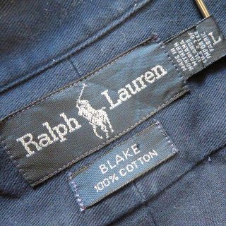 POLO RALPH LAUREN - 90s ラルフローレン 刺繍ロゴ シャツ ネイビー×赤