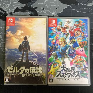 ニンテンドースイッチ(Nintendo Switch)のゼルダの伝説　ブレス　オブ　ワイルド　大乱闘スマッシュブラザーズ　2本セット(家庭用ゲームソフト)