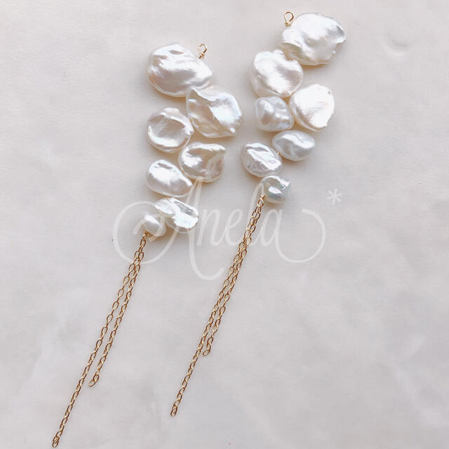 Gradation Keshi pearl longpierce⌘樹脂イヤリング ハンドメイドのアクセサリー(ピアス)の商品写真