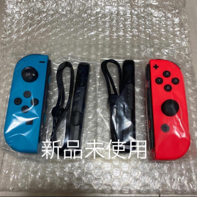 ゲームソフト/ゲーム機本体Switchジョイコン ネオンブルー左 ネオンレッド右 ストラップ