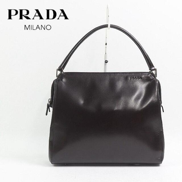 【PRADA】プラダ オールレザー ハンド バッグ 茶 ダークブラウン