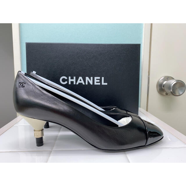 CHANEL シャネル　ココマーク　パンプス靴　黒レザー✖️エナメル