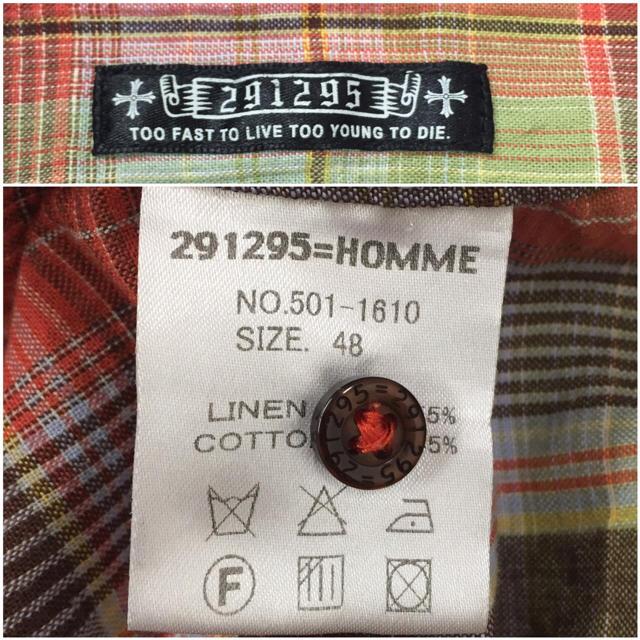 291295=HOMME(ニーキュウイチニーキュウゴーオム)の❤️送料込❤️ リネンチェックシャツ メンズのトップス(シャツ)の商品写真