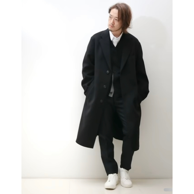 ユニクロ +J カシミヤブレンドオーバーサイズチェスターコート S BLACK-