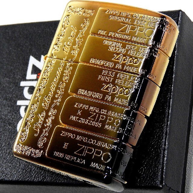 zippo ゴールド 天然石 ボトムメタル 立体メタル 希少モデル 2015年製