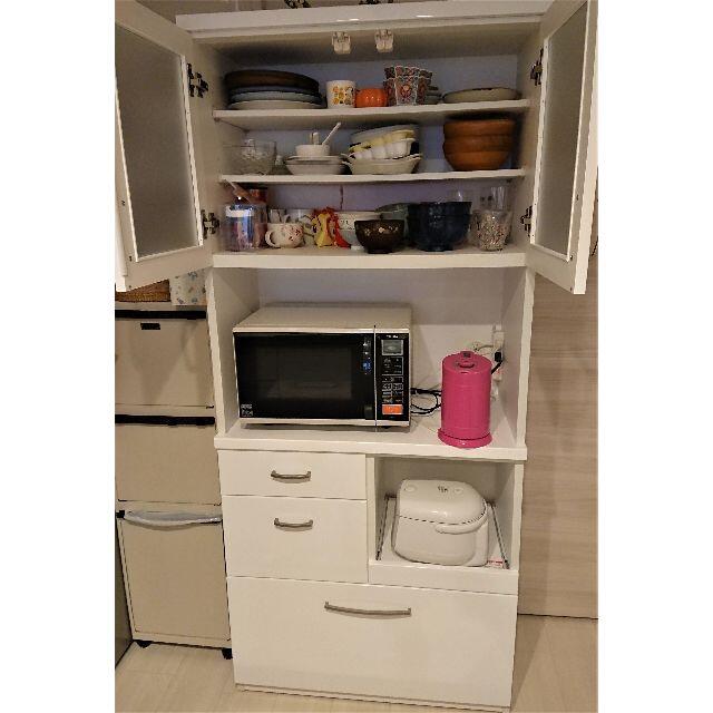 【美品】食器棚　キッチンボード(コパン 80KB WH)　ニトリ