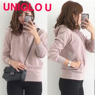 ユニクロ(UNIQLO)のほぼ未使用！美品希少☆ 【UNIQLO U】 スウェットプルパーカ ピンク　S(パーカー)