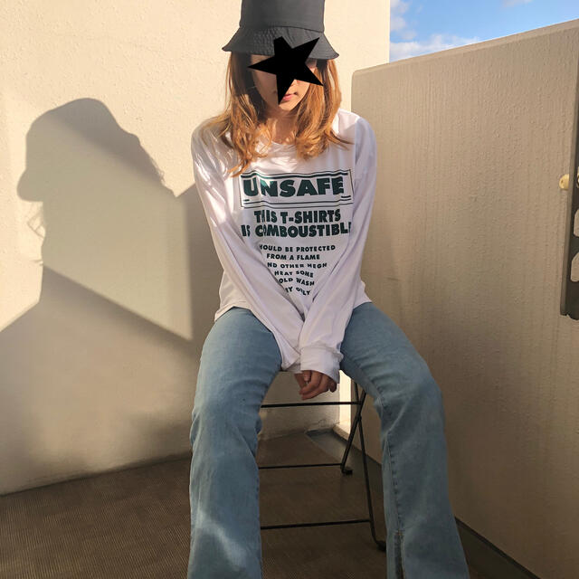 フロントロゴ　ロングTシャツ レディースのトップス(Tシャツ(長袖/七分))の商品写真