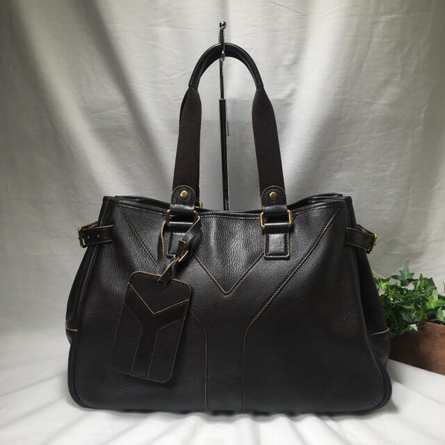 ニッサン・638 Yves Saint-Laurent✨Yライン レザーハンドバッグ