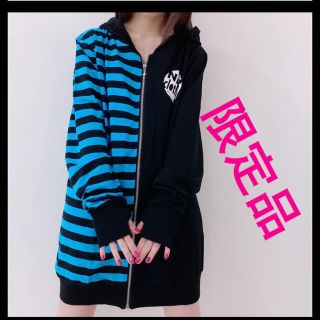 NieR. 指穴付きSTRIPED ZIP OUTER【BLUE×BLACK】(パーカー)