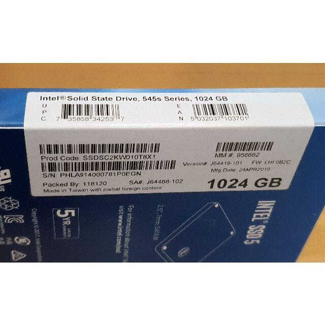 Intel SSD 545s 1024GB (SATA、新品・未開封）