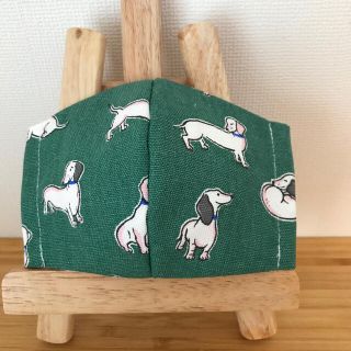 キャスキッドソン(Cath Kidston)のハンドメイド 【キャスキッドソン】インナーマスク 犬 グリーン キッズサイズ(外出用品)