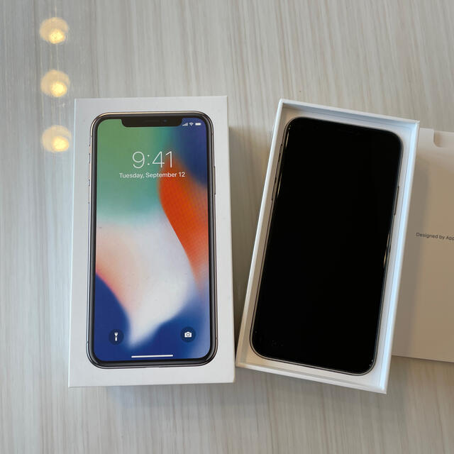 美品 IPhone X 64GB  シリバー SIMフリースマートフォン/携帯電話