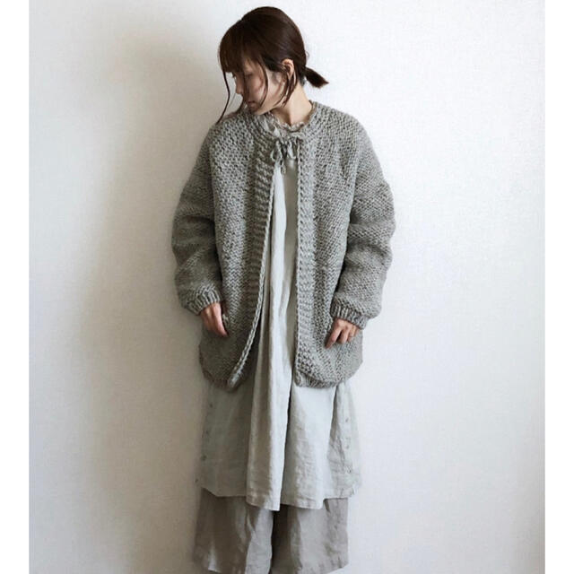 トップスnest Robe ネストローブ ペルーニットカーディガン ベージュ