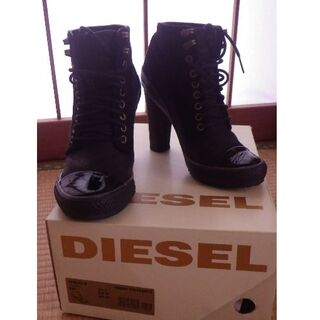 ディーゼル(DIESEL)のDIESELの黒ショートブーツ　サイズ２３センチ(ブーツ)