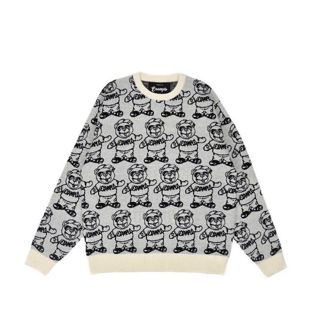 EXAMPLE BB BEAR SWEATER セーター XL 白