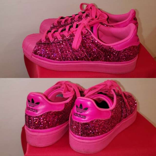 adidas - adidas ラメ キラキラ GLITTER SUPER STAR PINK の通販 adidas - adidas ラメ キラキラ GLITTER SUPER STAR PINK の通販