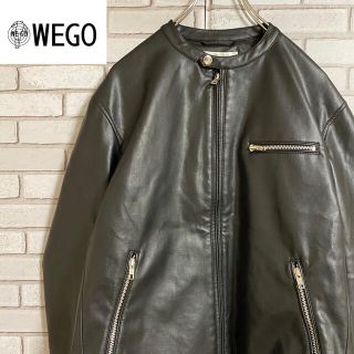 ウィゴー(WEGO)の古着 WEGO ノーカラー フェイクレザー ライダース ブラック(ノーカラージャケット)