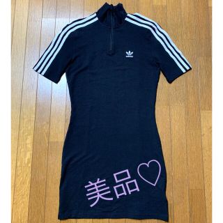 アディダス(adidas)の美品⭐︎黒 adidas アディダス　ワンピースM(ミニワンピース)