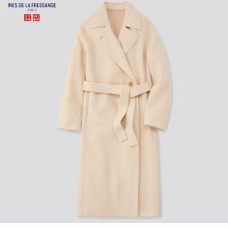 ユニクロ(UNIQLO)の新品タグ付き　ユニクロ　INES イネス　ダブルフェイスコート　M ナチュラル(ロングコート)