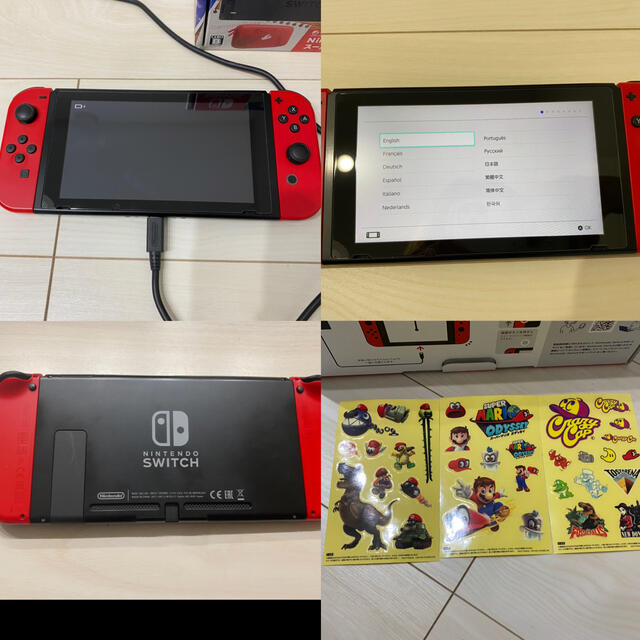 任天堂Switch 本体 マリオオデッセイ化粧箱 コントローラージャンク品