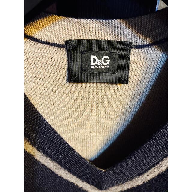 DOLCE&GABBANA(ドルチェアンドガッバーナ)の美品D&Gドルチェ＆ガッバーナ46ニットmセーターVネック厚手ネイビーLINE メンズのトップス(ニット/セーター)の商品写真