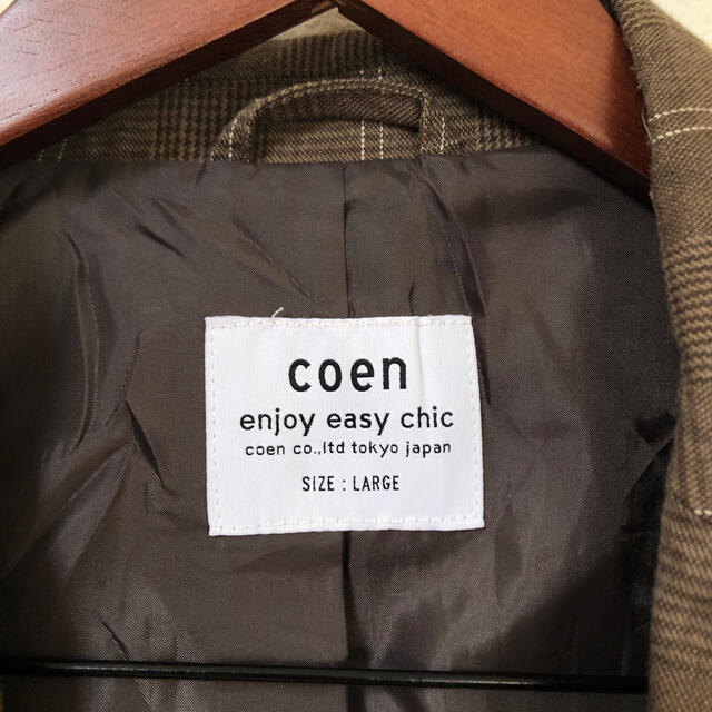 coen(コーエン)のcoen コーエン　ブラウン　チェック　セットアップ　Lサイズ メンズのスーツ(セットアップ)の商品写真