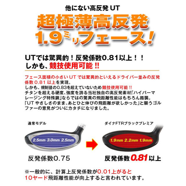 【新品2本セット】希少で激飛びの高反発UT! 競技使用可能! ダイナFTR-UT 2