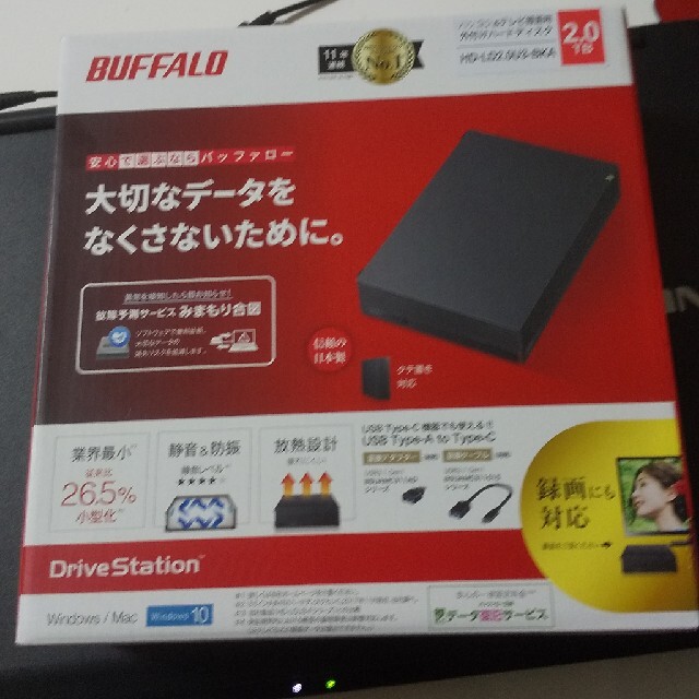 BUFFALO 外付けHDD 2TB ブラック HD-LD2.0U3-BKA電源AC100V5060Hz