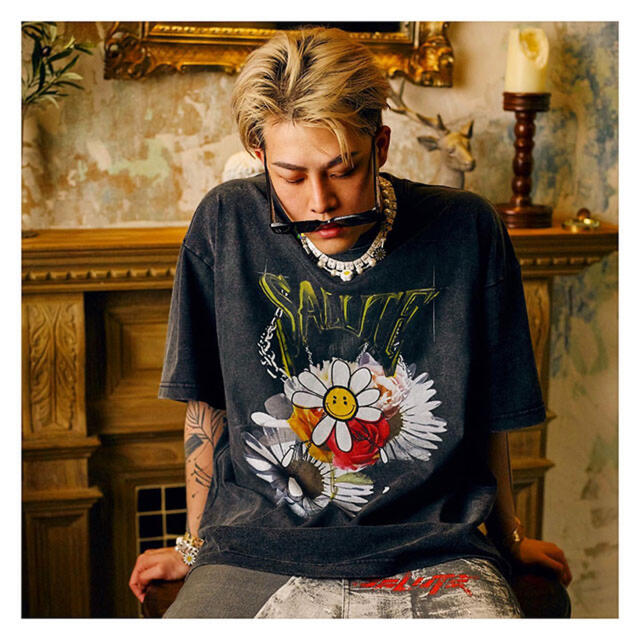 SALUTE WASHED FLOWER VINTAGE SS TEE サルーテ メンズのトップス(Tシャツ/カットソー(半袖/袖なし))の商品写真