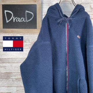 トミーヒルフィガー(TOMMY HILFIGER)の【古着】トミージーンズ 刺繍ロゴ ボア フリース ジップパーカー L(パーカー)