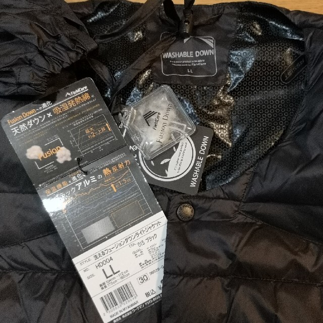 洗えるフュージョンダウンライトジャケット  サイズ：LL  カラー：ブラック メンズのジャケット/アウター(ダウンジャケット)の商品写真
