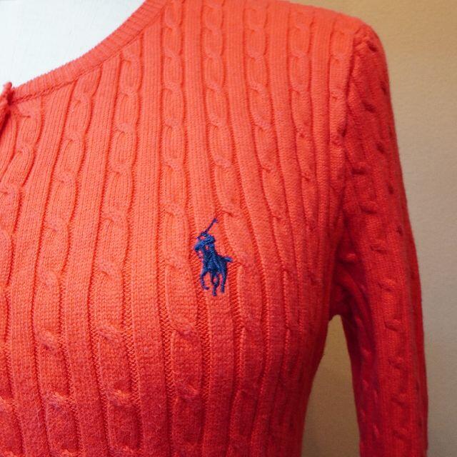 POLO RALPH LAUREN(ポロラルフローレン)のPOLO RALPH LAUREN ケーブル カーディガン レッド 無地     レディースのトップス(カーディガン)の商品写真