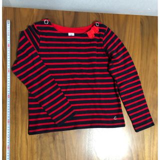 プチバトー(PETIT BATEAU)のプチバトーキッズバスクシャツリボン付き(Tシャツ/カットソー)