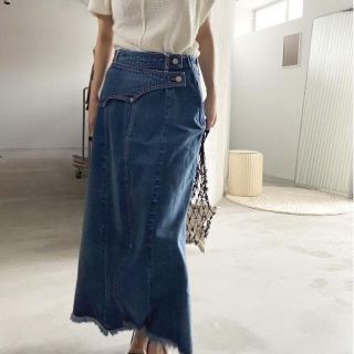 AMERI WESTERN FLAP DENIM SK ブルーS(ロングスカート)