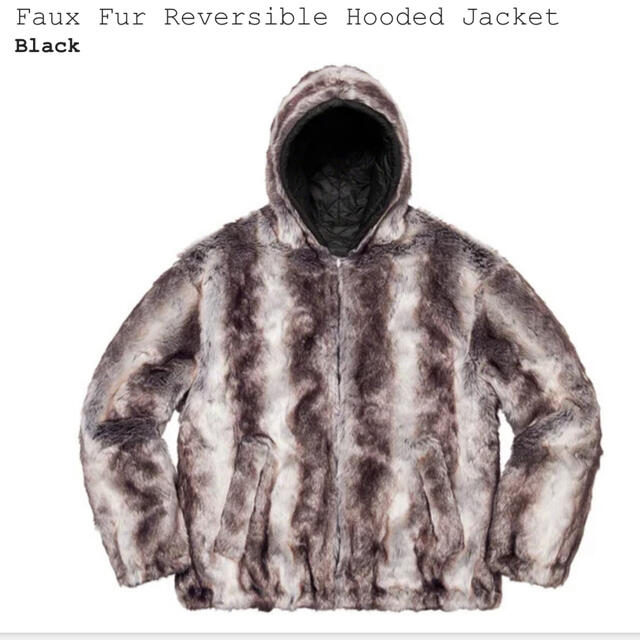 Faux Fur Reversible Hooded Jacket XL 黒